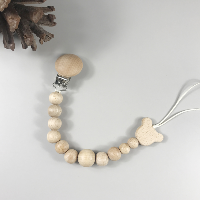 Woody pacifier chain eco-friendly baby tooth glue anti-fall chain pure natural wood beads DIY pacifier chain-Taobao