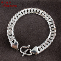 Xianji Silver Square 990 Sterling Silver Mens Bracelet 990 silver whip Womens Bracelet Sterling silver Couple Bracelet Birthday Gift