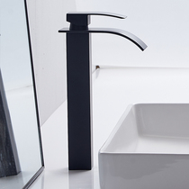 Waterfall faucet hot and cold basin faucet high pole matte black hotel apartment simple fashion platform Basin