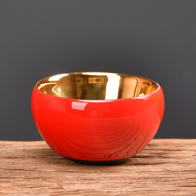 Sukeng handmade Bodhi golden leaf cup 24K gold cup gilt tea cup master tea cup single cup tea bowl tea cup