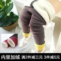 Childrens pants 0-1-2-3-4-year-old girl plus velvet padded leggings autumn and winter pants for girls wearing pants