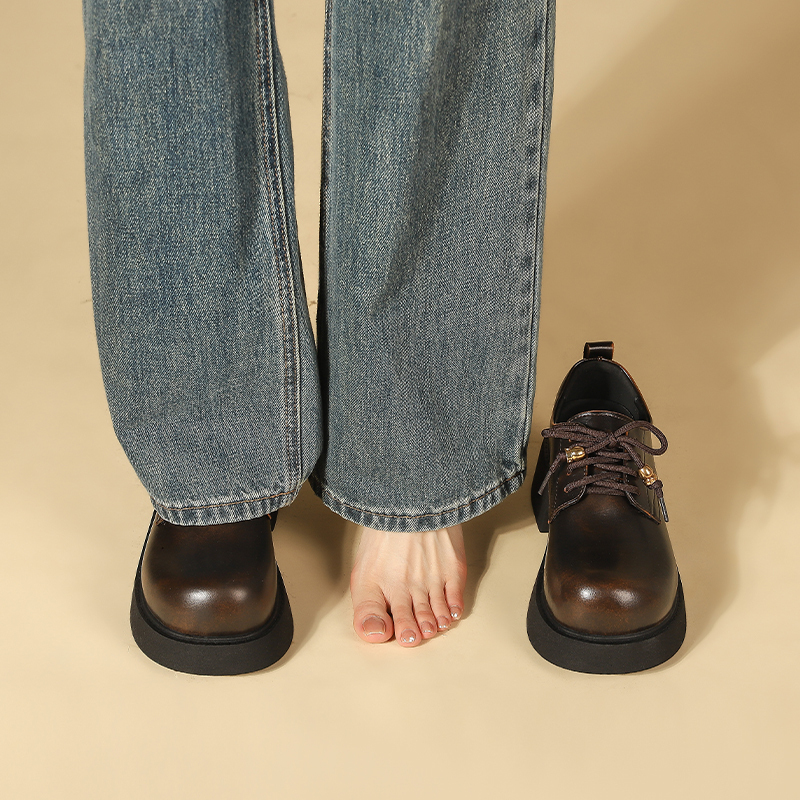 Madasu Genuine Leather Thick-Soled British-Style Women's Leather Shoes with Chunky Heels, Height-Increasing Derby Shoes for Petite Women, Loafers Madasu Genuine Leather Thick-Soled British-Style Women's Leather Shoes with Chunky Heels, Height-Increasing Derby Shoes for Petite Women, Loafers