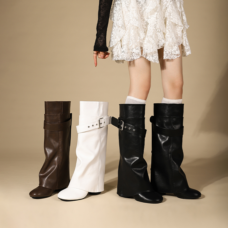 Madasu Detachable Two-Way Wear Long Boots for Women, Stacked Trouser-Leg Boots, Chunky High Heels, Over-The-Knee Wide-Leg Riding Boots Madasu Detachable Two-Way Wear Long Boots for Women, Stacked Trouser-Leg Boots, Chunky High Heels, Over-The-Knee Wide-Leg Riding Boots