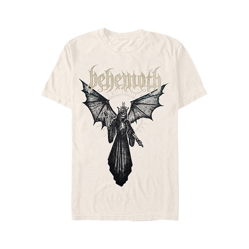 Behemoth Dark Metal Demon Cross European and American High Street Short Sleeve Men's Pure Cotton Direct Print T-Shirt