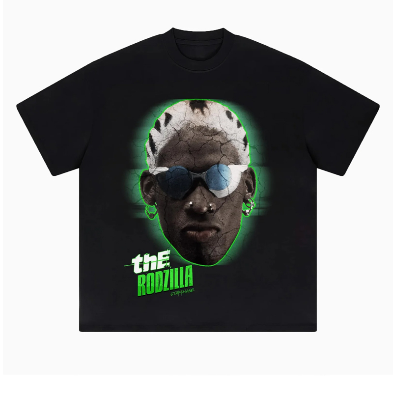 Rodman Basketball Character Pattern American High Street Oversize Direct Print Men's Short-Sleeved T-Shirt