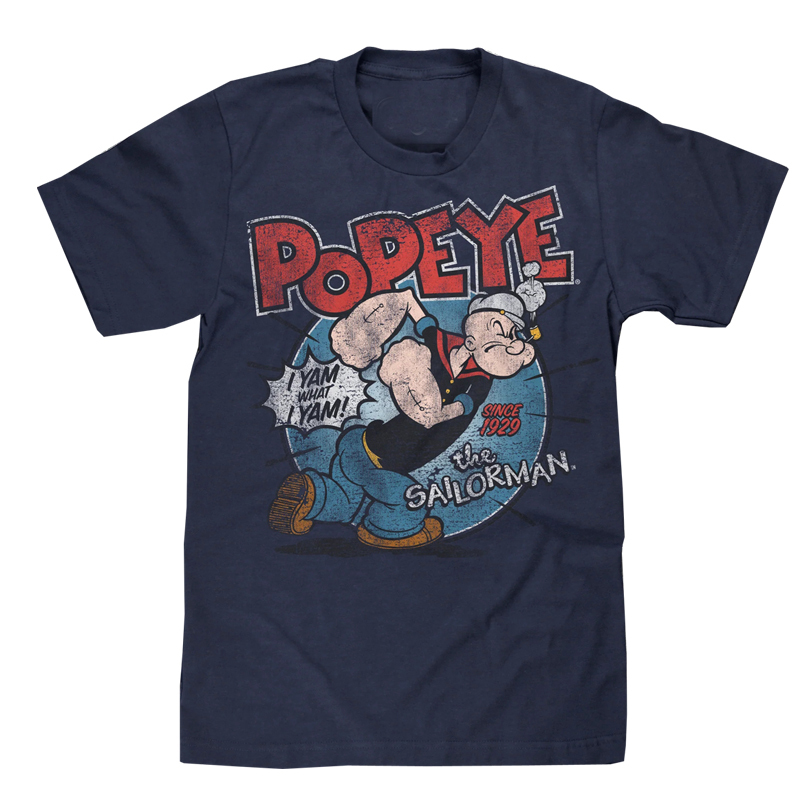2024 New Popeye American Retro Casual Men's Digital Direct-Print Cotton Short-Sleeve T-Shirt