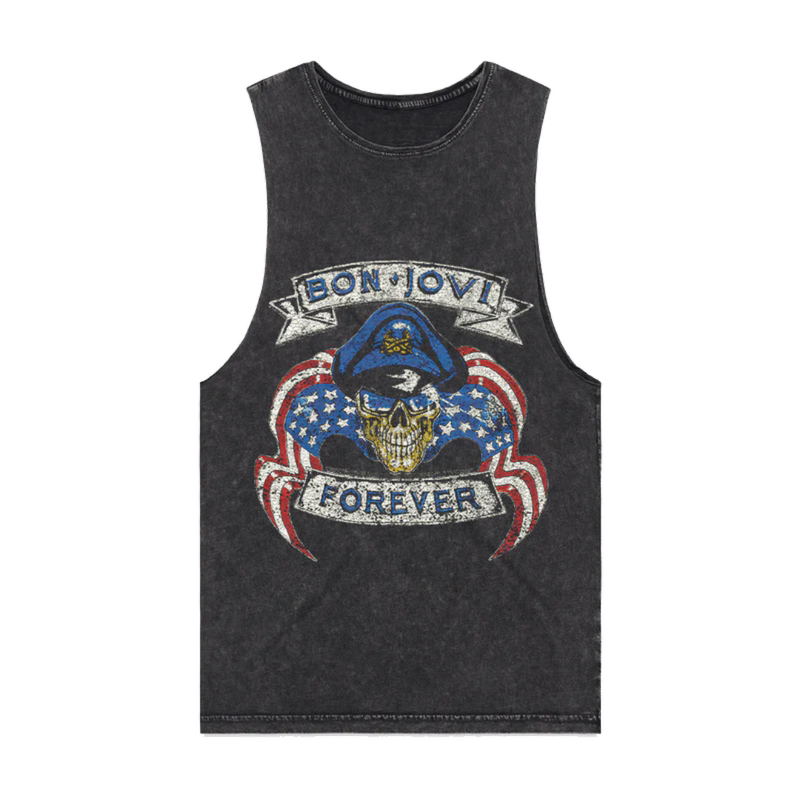 90S Heavy Metal Image Bon Jov Rock Band American Style Heavyweight Men's Tank Top Sleeveless T-Shirt 90S Heavy Metal Image Bon Jov Rock Band American Style Heavyweight Men's Tank Top Sleeveless T-Shirt