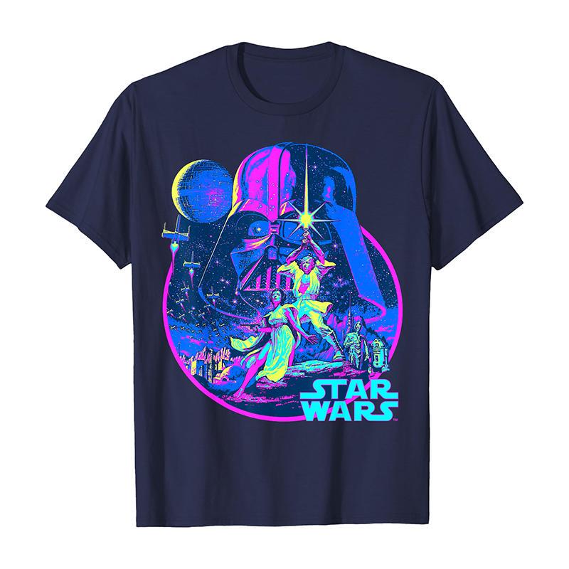 2025 New European and American Trendy Brand Star Wars Movie American Retro Darth Vader Direct-Print Graphic Short-Sleeve T-Shirt