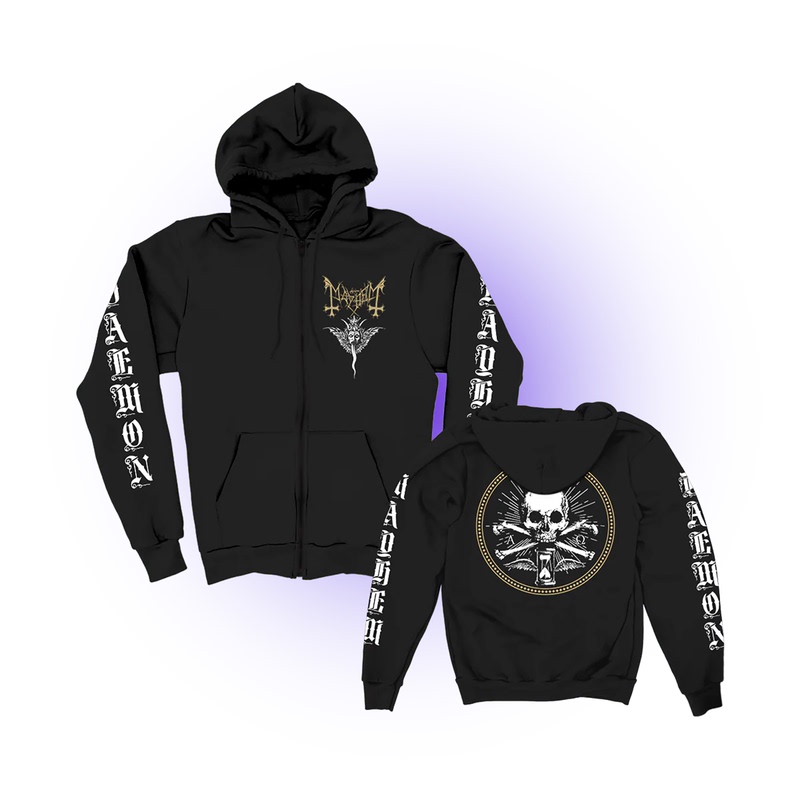 Mayhem Norwegian Band Dark Style Skull Metal Rock American Style Unisex Loose Hooded Zip-Up Sweatshirt Jacket
