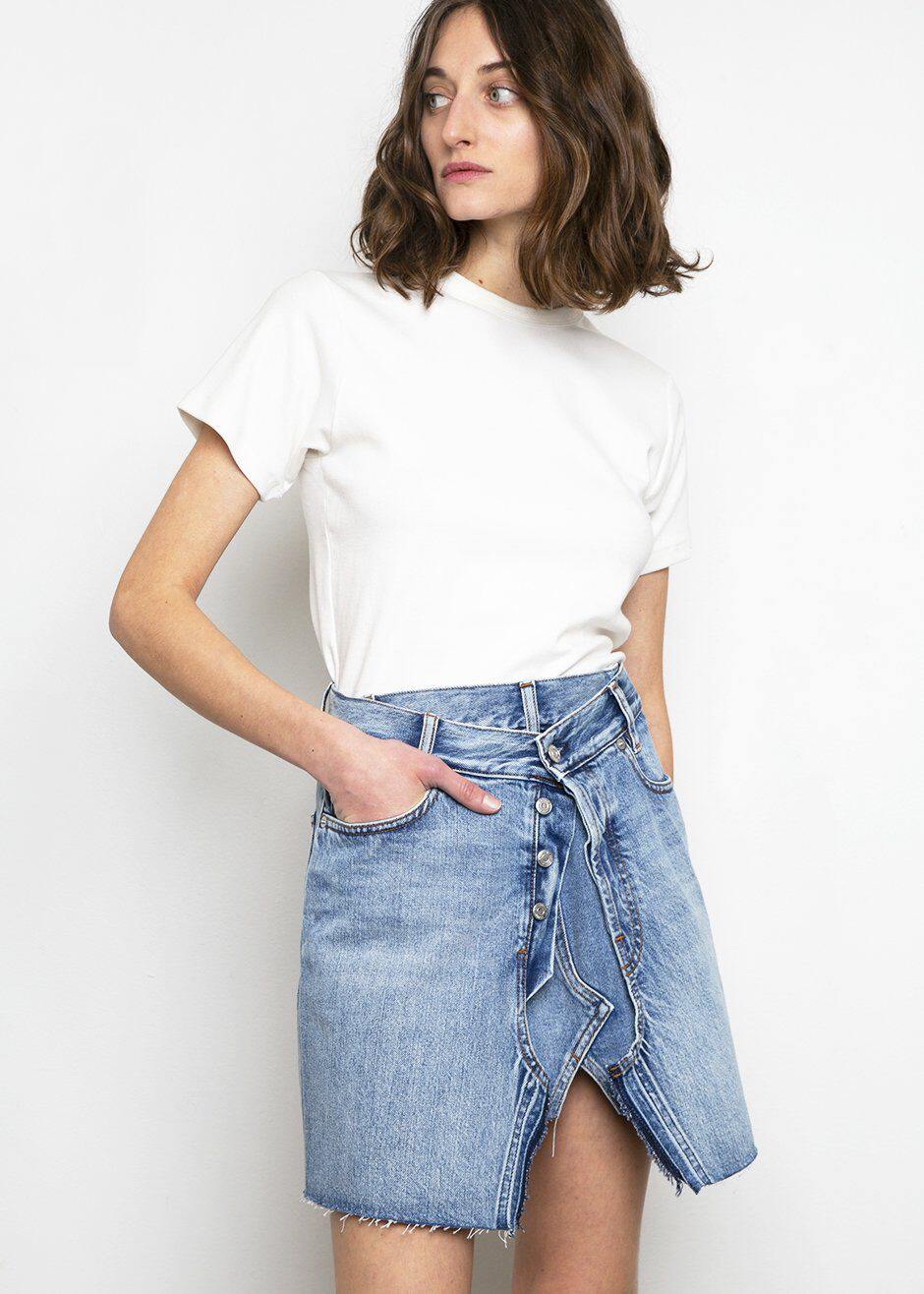 Doxa Frankie Denim Mini Skirt by Covert double denim semi-body dress