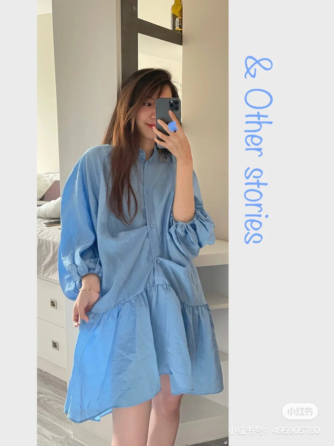 Fold-in-water OTHER Stories Bubble Cuff Loose retro foreign dress 0862842