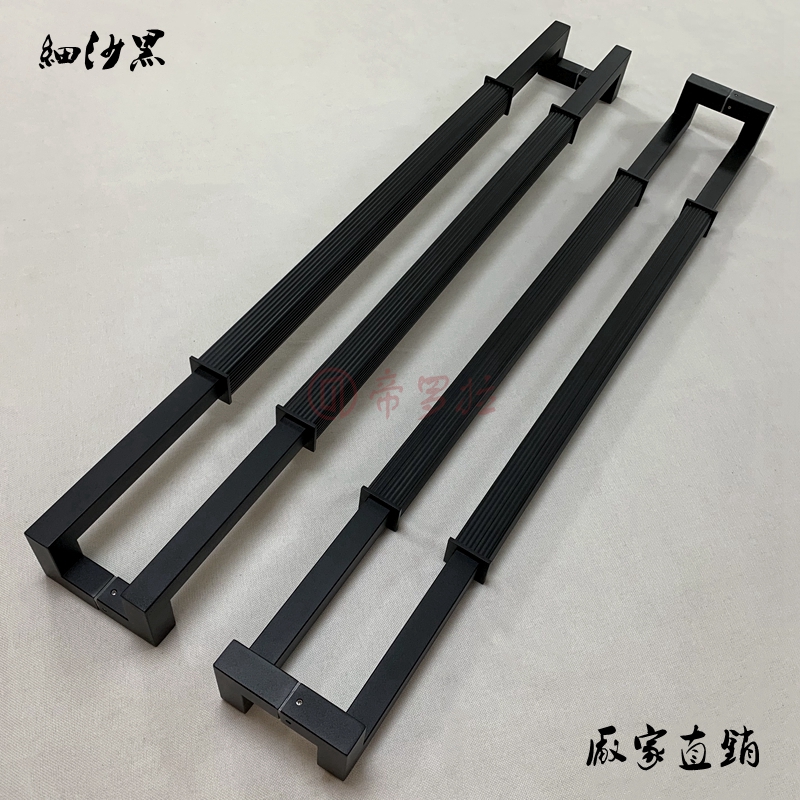 Frameless glass door door handle modern luxury door handle wooden door Chinese style large handle fine black spot