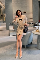 miu Home 2021 Organza large lapel freshwater pearl buckle decorative bow Chunky long sleeve suit