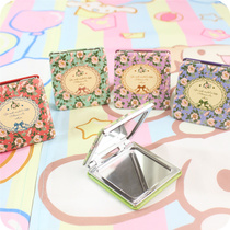 Folding Korean makeup mirror Portable mirror Fashion simple mirror Student portable mirror Leather double-sided magnifying glass