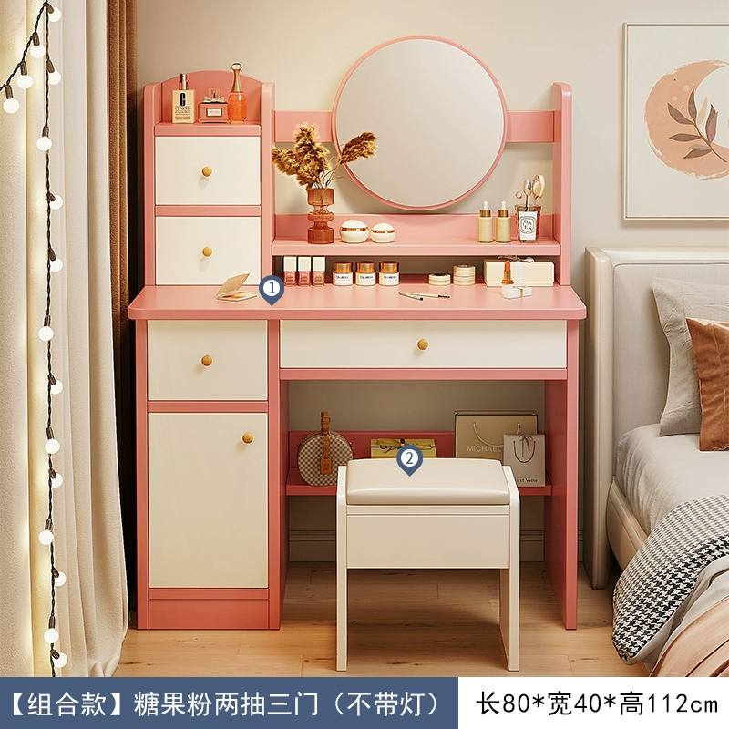 Bàn trang điểm phòng ngủ đơn giản hiện đại bàn trang điểm tủ tích hợp lưới đỏ căn hộ nhỏ phòng ngủ bé gái gương trang điểm tủ gương gắn tường tủ gương đẹp 
