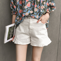 Black denim shorts womens summer Korean version of the new outer wear elastic high waist thin loose wide legs a word hot pants thin
