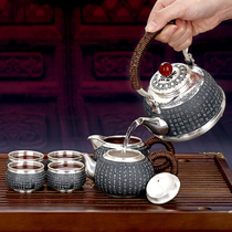 999 silver pot foot silver kettle heart Meriton silver tea set handmade sterling silver teapot boiling kettle silver tea cup business gifts