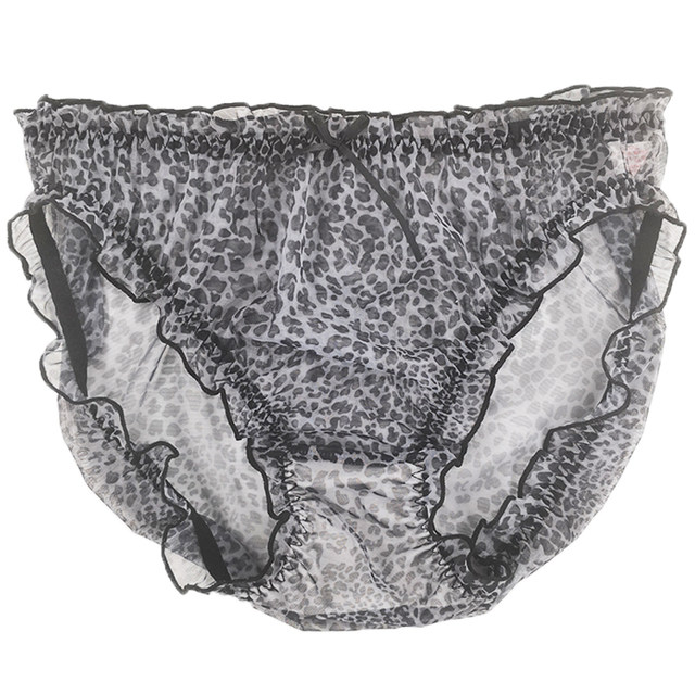 Large size panties female fat mm200Jin [Jin is equal to 0.5 kg] ice silk mid-high waist sexy leopard-print mesh thin section breathable seamless briefs