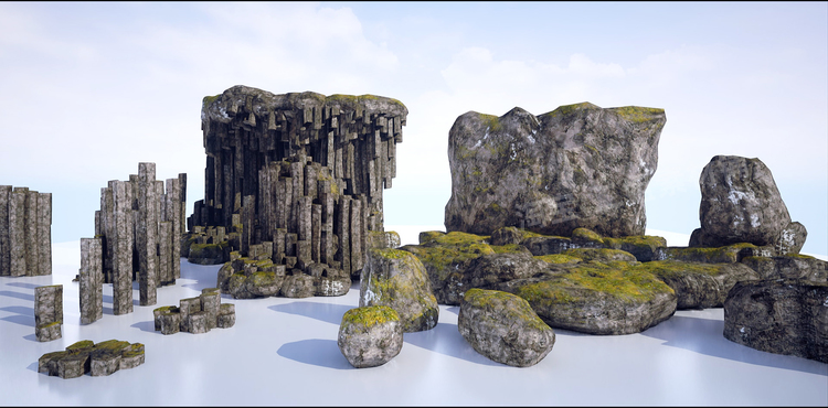 图片[24]-Basalt Columns and Rocks 21 Types AssetKit PBR岩柱UE5虚幻5.1-cg男孩