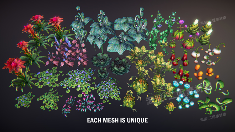 图片[13]-Fantasy plant奇幻幻想植物花朵绿色植被游戏资产道具UE4虚幻引擎-cg男孩