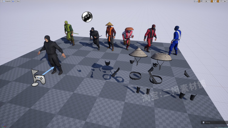 图片[3]-Ninja Warrior忍者武士低聚模块化护腕面具腿甲腰带剑游戏角色UE5-cg男孩