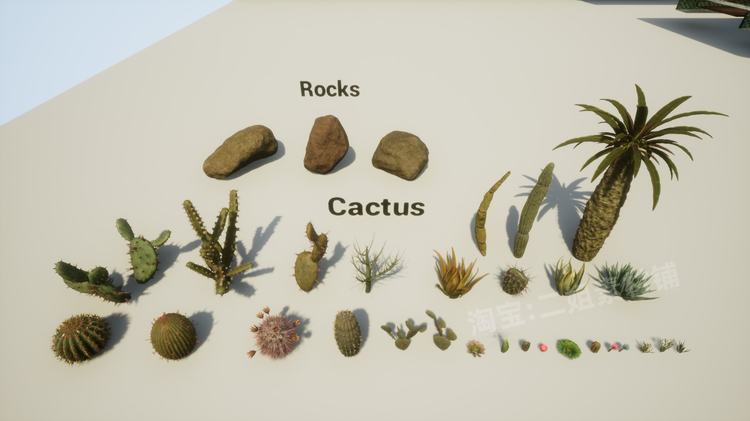 图片[27]-Cactus Plants: Desert Garden仙人掌植物沙漠花园岩石UE4.27建筑-cg男孩