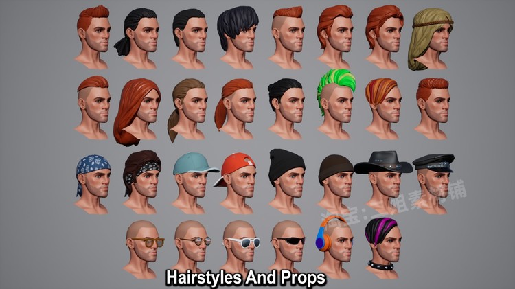 图片[16]-Subculture Guy卡通程式化人物角色服装头部发型面部UE4虚幻5道具-cg男孩