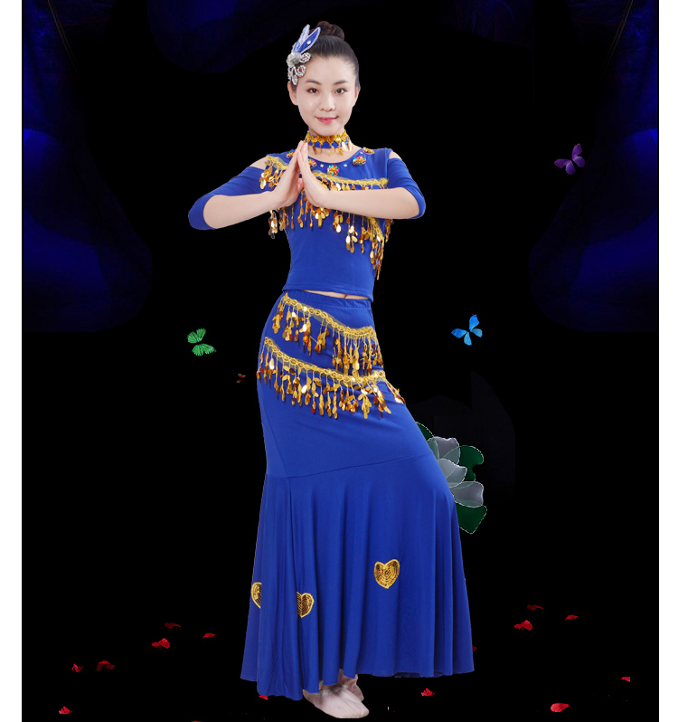 New Dai ethnic dance dress peacock dance suit adult female Thai traditional fish tail dress Huluu silk art exam in costume-Taobao