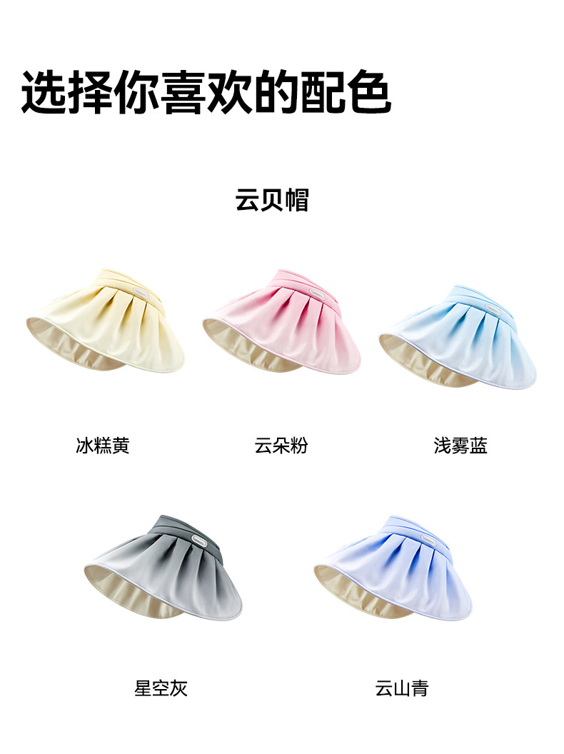 【中国直邮】Ohsunny 贝壳帽空顶防晒帽发箍 防紫外线 遮阳帽 大帽檐遮脸太阳帽   白岩米/慕斯粉 【赠送手腕防风绳】1件