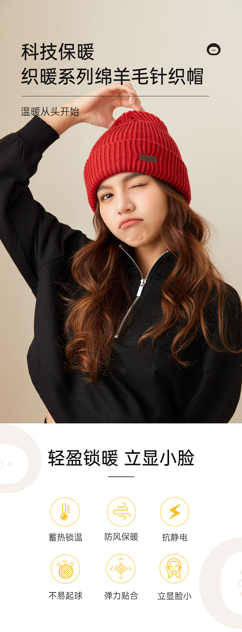 ohsunny 情侣款 羊毛混纺针织帽 毛线堆堆帽 天猫优惠券折后￥59包邮（￥89-30）多色可选