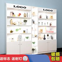 Product container display case beauty salon skin care product combination sample display rack floor-standing product simple with door