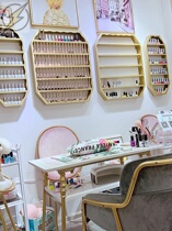 Manicure shop wrought iron nail art nail shelf wall hanging net red cosmetics shelf display shelf Wall multi-layer