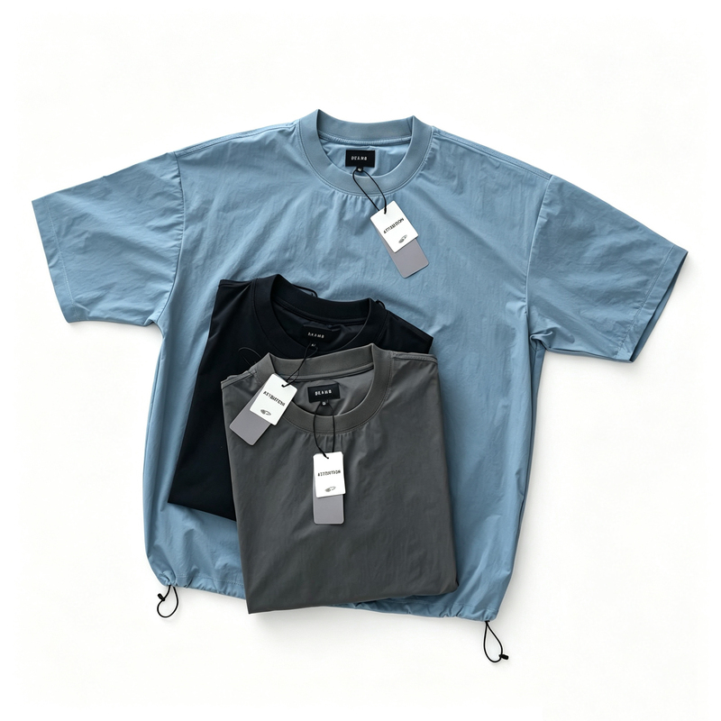 In-Stock Japanese Bms Japan 25Aw Functional Outdoor Quick-Dry Nylon Crew Neck Loose Drawstring Short-Sleeve T-Shirt for Men