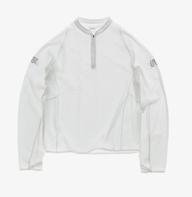 In-Stock Uvu Spring Running 25Ss Double-Shoulder Printed Functional Quick-Drying Slim-Fit Half-Zip Long-Sleeve T-Shirt