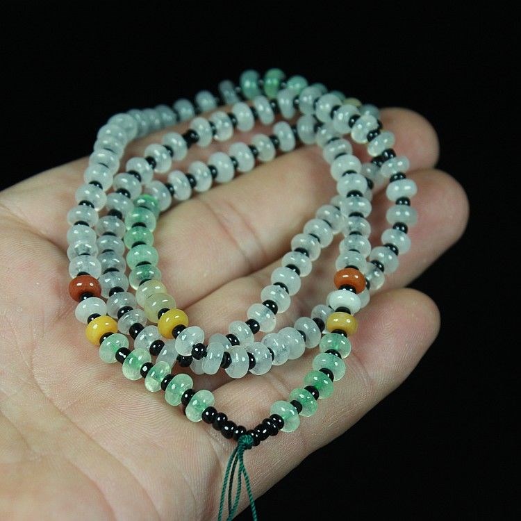 Natural Jade Myanmar Emerald Ice Seed Abacus Beads Necklace Pendant Hanging Rope Upscale Jade Hanging Chain-Taobao