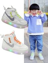 Yonggao people spring autumn and winter style baby shoes female 1-3-6-year-old children sneakers male and female high help bright light soft bottom school