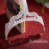 Boutique bridal crown crystal elegant and simple wedding dress crown high-end wedding white gauze headdress beautiful princess hair accessory