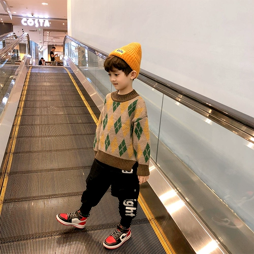 Демисезонная летняя одежда, пуховик, детский зимний трикотажный бархатный свитер, 2020, в западном стиле