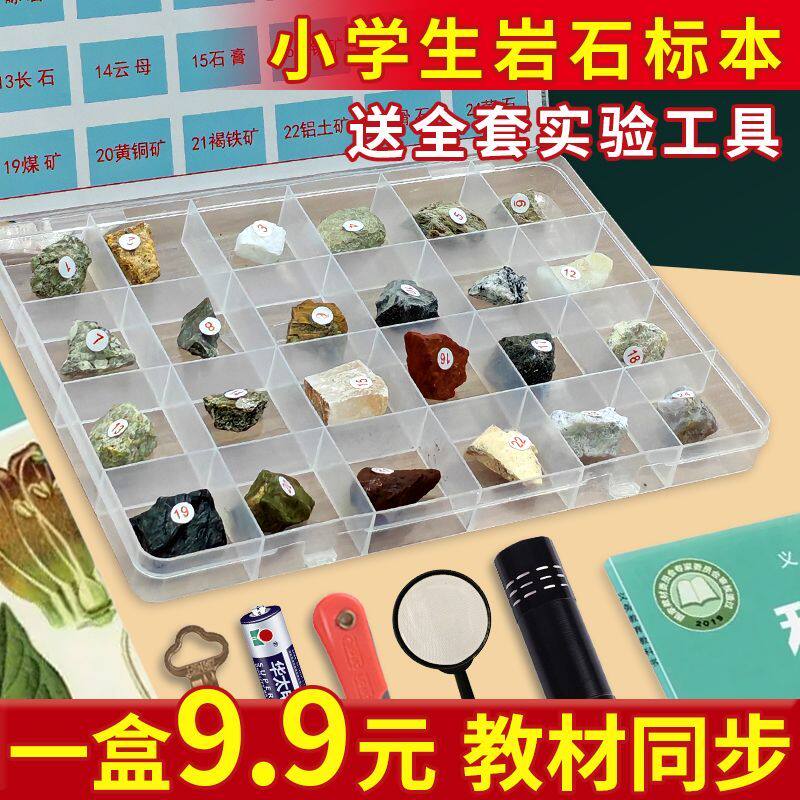 小学生岩石标本与矿物标本四年级科学下册石头教具土壤标本学生用
