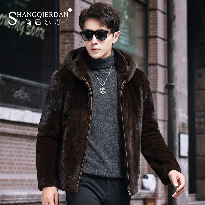 宝嘉美原色顺毛水貂皮草外套测评｜25年新款短款连帽男款貂皮大衣值得买