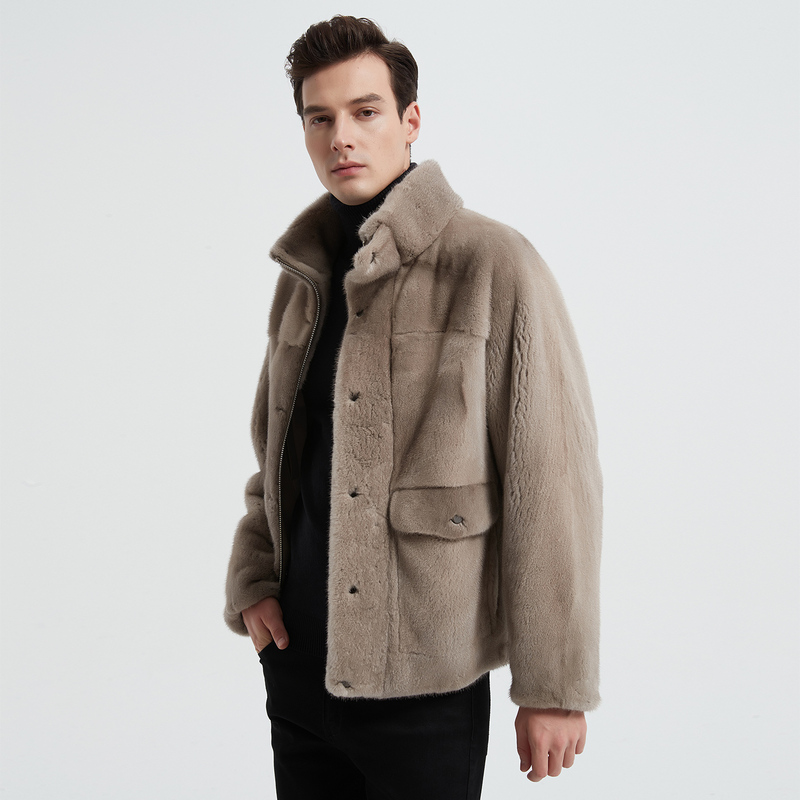 Mink Fur Coat for Men, Motorcycle Flight Suit, Imported American Mink, Ultra-Short Hair, Silver Blue Natural Mink Fur Mink Fur Coat for Men, Motorcycle Flight Suit, Imported American Mink, Ultra-Short Hair, Silver Blue Natural Mink Fur