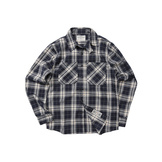 Emomo ຜູ້ຊາຍແລະແມ່ຍິງ unisex ຄລາສສິກ plaid ທີ່ບໍ່ແມ່ນເຫຼັກ brushed ຍີ່ປຸ່ນ workwear double pocket shirt shirt plaid