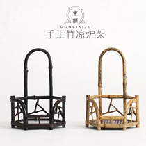Purple Bamboo Cooling Stove Stand Tea Stove Cooling Stove Clay Stove Bamboo Retro Handicraft Wind Stove Tea Set Flower Arrangement Stand