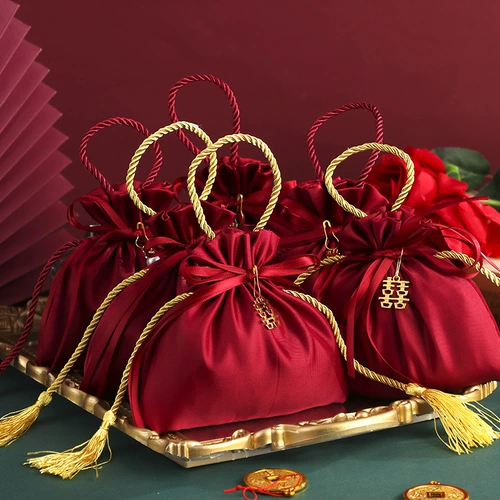 Китайская ткань в стиле счастливая сумка для сахара свадебная свадебная упаковочная сумка свадебная сумка высокая сенсорная сумка персонализированная сумка для конфеты Свадебная коробка