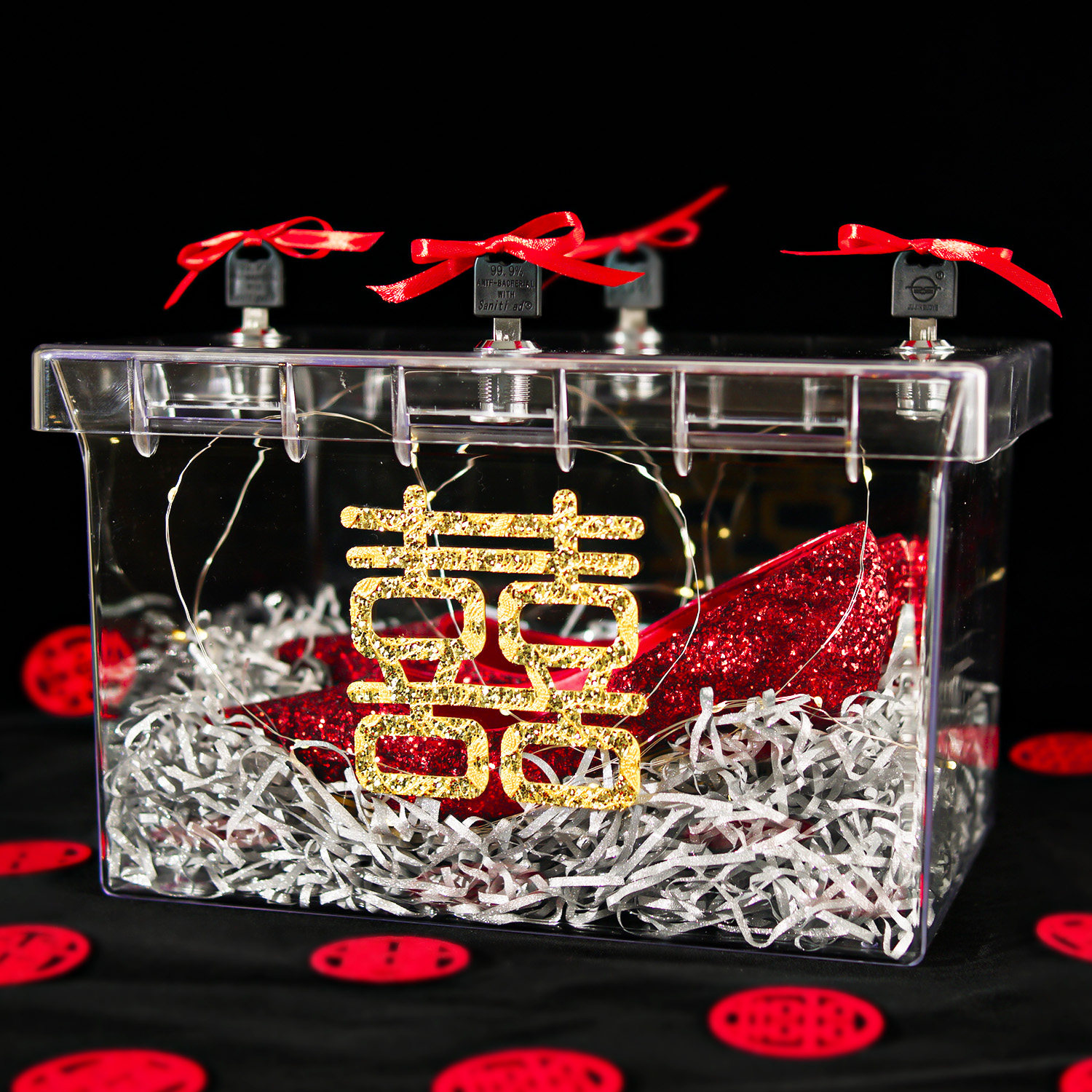 Tibetan shoe box Tibetan wedding shoe box with lock shoe blocking door artifact empty box whole person props wedding wedding supplies Daquan