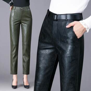 Autumn new style women's harem leather trousers with high velvet waist and 22305 trousers thick haining sheepskin winter sheepskin trousers Autumn new style women's harem leather trousers with high velvet waist and 22305 trousers thick haining sheepskin winter sheepskin trousers