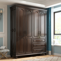 Jiayuxuan American wardrobe walnut wood large wardrobe wardrobe simple four five six door bedroom storage locker cabinet