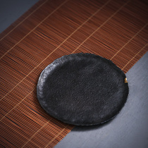 Pure handmade old wrought iron forged tea tray goldwork hand art dry bubble pan tray Irregular Residual Side Pot