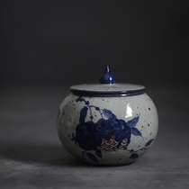 Honglu Hand-painted Coarse Pottery Tea Leaves Jar Jingdezhen Ceramic Deposit Tea Jar Storage Tea Jar Wake-up Tea Jar Tea Bin Large