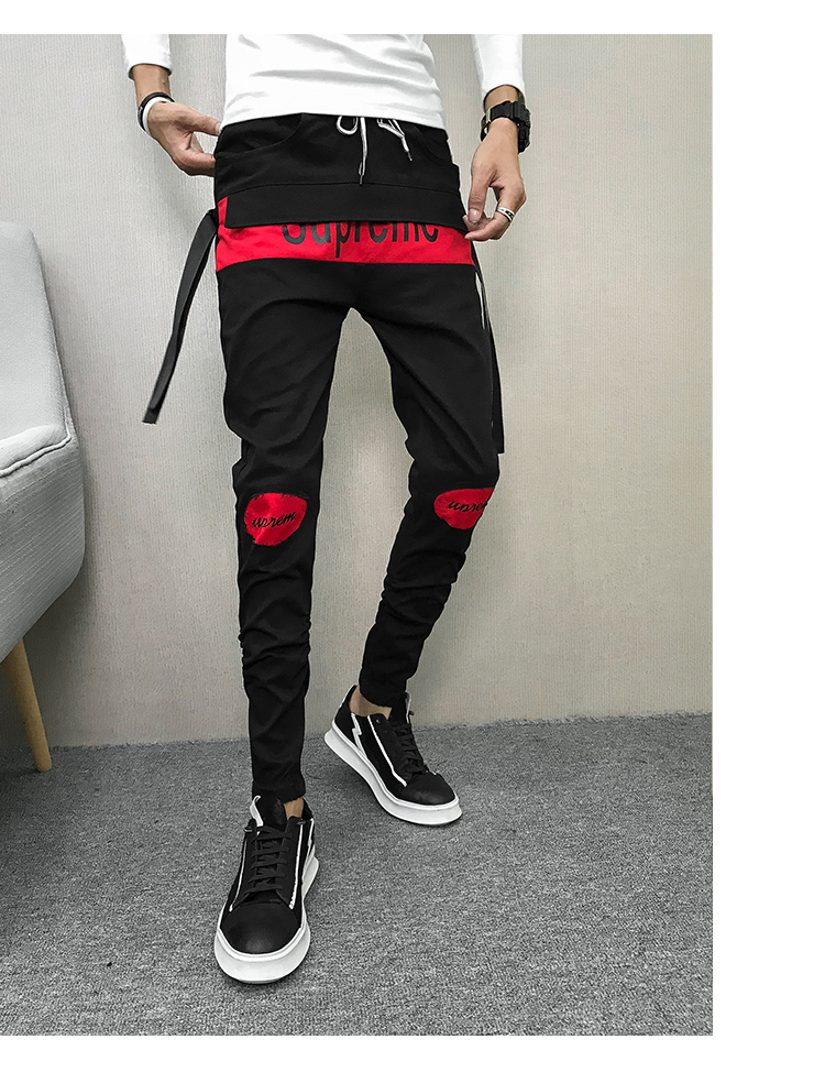 Guo Chao mặc quần yếm nam thương hiệu chân dầm xu hướng đường phố Mỹ quần hip hop hoang dã chân chín điểm đóng quần quần tây công sở